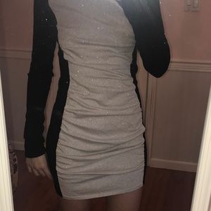 Silver and Black Sparkly Sweater Dress